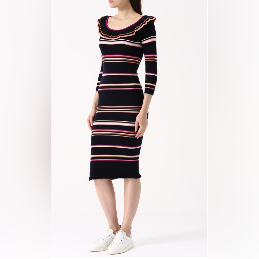 Rebecca Taylor Multicolor Striped Long Sleeve Dress - Picture 2 of 4